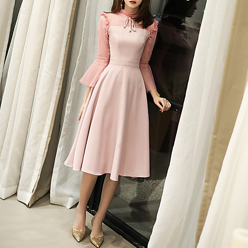 A-Line Elegant Party Wear Cocktail Party Dress High Neck 3/4 Length Sleeve Tea Length Spandex with Pleats 2021
A-Line Elegant Party Wear Cocktail Party Dress High Neck 3/4 Length Sleeve Tea Length Spandex with Pleats 2021