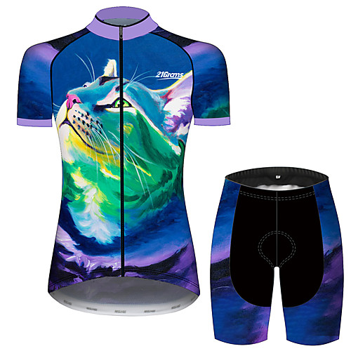 21Grams Women's Short Sleeve Cycling Jersey with Shorts Blue Cat Animal Bike Clothing Suit Breathable 3D Pad Quick Dry Ultraviolet Resistant Sweat-wicking Sports Cat Mountain Bike MTB Road Bike
21Grams Women's Short Sleeve Cycling Jersey with Shorts Blue Cat Animal Bike Clothing Suit Breathable 3D Pad Quick Dry Ultraviolet Resistant Sweat-wicking Sports Cat Mountain Bike MTB Road Bike