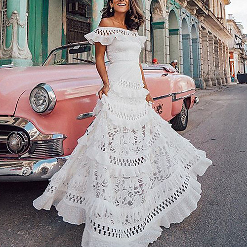 Women's A Line Dress Maxi long Dress White Short Sleeve Solid Color Ruffle Spring Summer Off Shoulder Party Hot Holiday Holiday Beach 2021 S M L XL / Lace
Women's A Line Dress Maxi long Dress White Short Sleeve Solid Color Ruffle Spring Summer Off Shoulder Party Hot Holiday Holiday Beach 2021 S M L XL / Lace