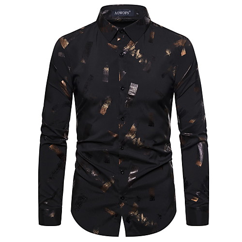 Men's Party Shirt Geometric Color Block Sequins Print Long Sleeve Tops Basic Classic Collar Black
Men's Party Shirt Geometric Color Block Sequins Print Long Sleeve Tops Basic Classic Collar Black