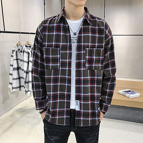 Men's Shirt Striped Check Geometric Print Long Sleeve Daily Tops Vintage Streetwear Wine Dark Gray
Men's Shirt Striped Check Geometric Print Long Sleeve Daily Tops Vintage Streetwear Wine Dark Gray