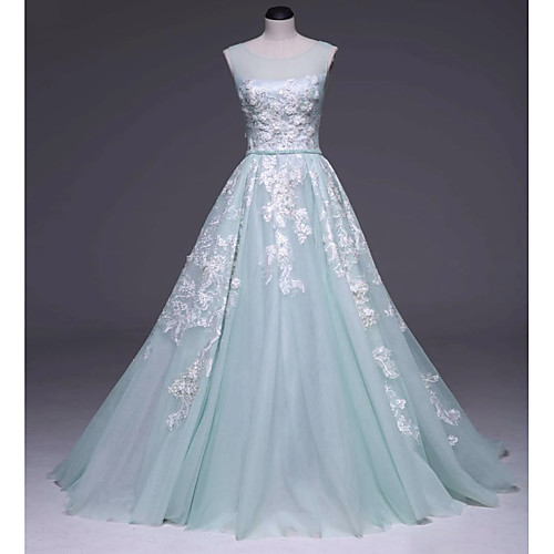 Ball Gown Floral Prom Formal Evening Dress Illusion Neck Sleeveless Court Train Lace with Beading Appliques 2021
Ball Gown Floral Prom Formal Evening Dress Illusion Neck Sleeveless Court Train Lace with Beading Appliques 2021
