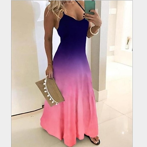 Women's Maxi Swing Dress - Sleeveless Color Block Strap Blue Purple Red S M L XL XXL XXXL XXXXXL XXXXXXL
Women's Maxi Swing Dress - Sleeveless Color Block Strap Blue Purple Red S M L XL XXL XXXL XXXXXL XXXXXXL