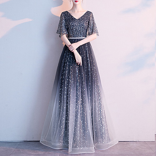 A-Line Color Block Engagement Formal Evening Dress V Neck Half Sleeve Floor Length Tulle with Sequin 2021
A-Line Color Block Engagement Formal Evening Dress V Neck Half Sleeve Floor Length Tulle with Sequin 2021