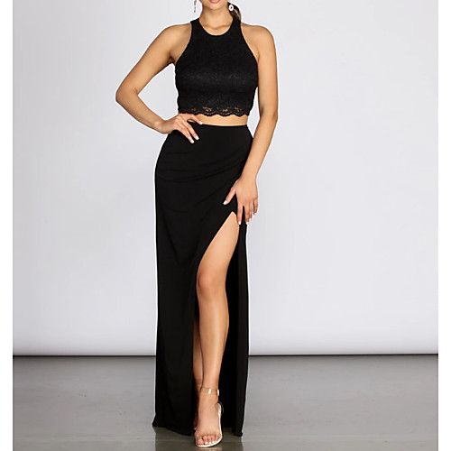Two Piece Sexy Party Wear Prom Dress Jewel Neck Sleeveless Floor Length Polyester with Pleats Split 2021
Two Piece Sexy Party Wear Prom Dress Jewel Neck Sleeveless Floor Length Polyester with Pleats Split 2021