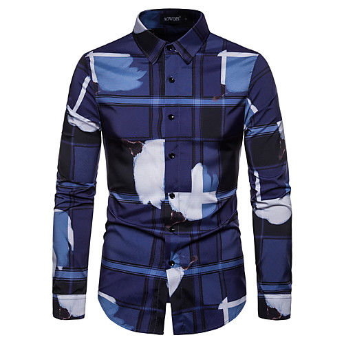 Men's Color Block Graphic Blue & White Print Slim Shirt Rock Street chic Party Club Blue / Long Sleeve
Men's Color Block Graphic Blue & White Print Slim Shirt Rock Street chic Party Club Blue / Long Sleeve