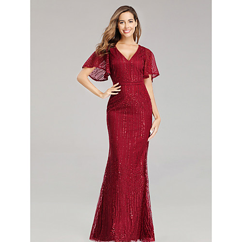 Mermaid / Trumpet Sparkle Sexy Prom Formal Evening Dress V Neck Short Sleeve Floor Length Sequined with Sequin 2021
Mermaid / Trumpet Sparkle Sexy Prom Formal Evening Dress V Neck Short Sleeve Floor Length Sequined with Sequin 2021