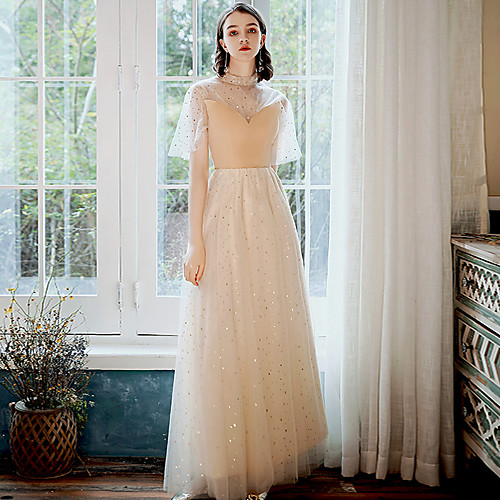 A-Line Elegant Spring Prom Formal Evening Dress High Neck Half Sleeve Floor Length Tulle with Sequin 2021
A-Line Elegant Spring Prom Formal Evening Dress High Neck Half Sleeve Floor Length Tulle with Sequin 2021