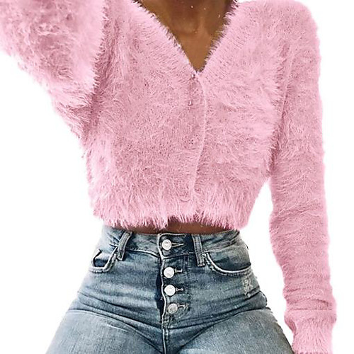 Women's Solid Colored Long Sleeve Cardigan Sweater Jumper, V Neck Dusty Rose / Blushing Pink / Green S / M / L
Women's Solid Colored Long Sleeve Cardigan Sweater Jumper, V Neck Dusty Rose / Blushing Pink / Green S / M / L