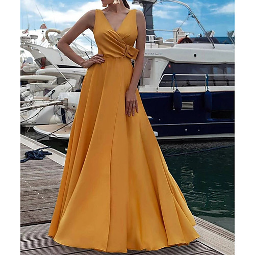 A-Line Elegant Engagement Prom Dress V Neck Sleeveless Floor Length Stretch Satin with Sash / Ribbon Split 2021
A-Line Elegant Engagement Prom Dress V Neck Sleeveless Floor Length Stretch Satin with Sash / Ribbon Split 2021