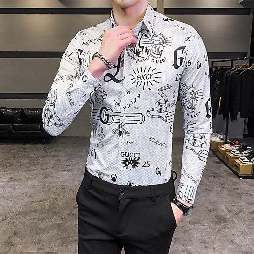 Men's Geometric Slim Shirt Basic Daily Classic Collar White / Black / Long Sleeve
Men's Geometric Slim Shirt Basic Daily Classic Collar White / Black / Long Sleeve