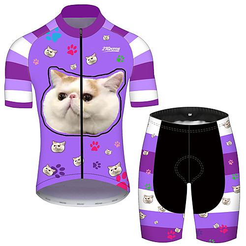 21Grams Men's Short Sleeve Cycling Jersey with Shorts Spandex Polyester Lavender Cat Animal Bike Clothing Suit UV Resistant Breathable Quick Dry Sweat-wicking Sports Cat Mountain Bike MTB Road Bike
21Grams Men's Short Sleeve Cycling Jersey with Shorts Spandex Polyester Lavender Cat Animal Bike Clothing Suit UV Resistant Breathable Quick Dry Sweat-wicking Sports Cat Mountain Bike MTB Road Bike