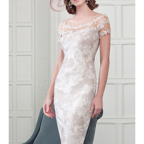 Mermaid / Trumpet Mother of the Bride Dress Elegant Illusion Neck Jewel Neck Tea Length Lace Short Sleeve with Appliques 2021
Mermaid / Trumpet Mother of the Bride Dress Elegant Illusion Neck Jewel Neck Tea Length Lace Short Sleeve with Appliques 2021