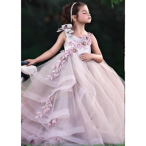 Ball Gown Floor Length Wedding Flower Girl Dresses - Tulle Sleeveless Jewel Neck with Tier / Appliques
Ball Gown Floor Length Wedding Flower Girl Dresses - Tulle Sleeveless Jewel Neck with Tier / Appliques