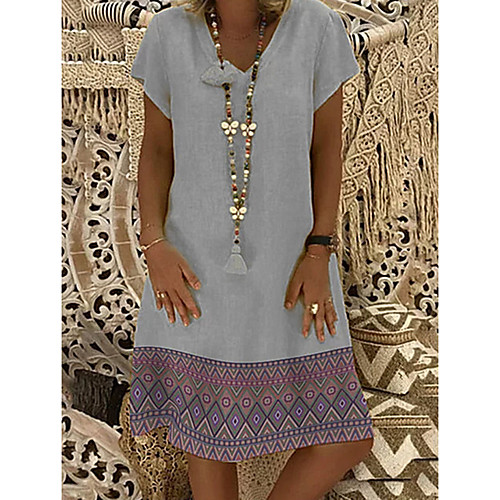 Women's Shift Dress Short Mini Dress Blushing Pink Silver Short Sleeve Print V Neck Elegant S M L XL XXL 3XL
Women's Shift Dress Short Mini Dress Blushing Pink Silver Short Sleeve Print V Neck Elegant S M L XL XXL 3XL