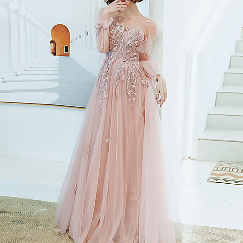 A-Line Floral Engagement Prom Dress Illusion Neck Long Sleeve Floor Length Tulle with Appliques 2021
A-Line Floral Engagement Prom Dress Illusion Neck Long Sleeve Floor Length Tulle with Appliques 2021