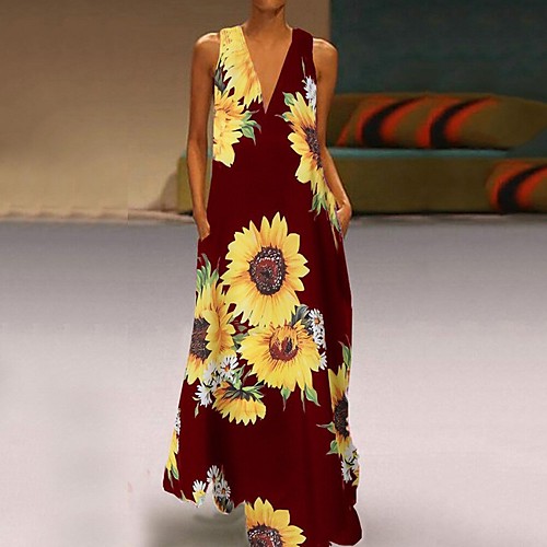 Women's Maxi Shift Dress - Sleeveless Print Loose Wine White Black Army Green Navy Blue S M L XL XXL XXXL XXXXL XXXXXL
Women's Maxi Shift Dress - Sleeveless Print Loose Wine White Black Army Green Navy Blue S M L XL XXL XXXL XXXXL XXXXXL