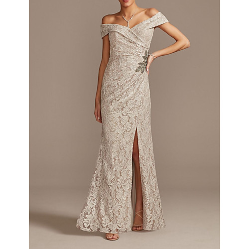 Sheath / Column Mother of the Bride Dress Sexy Off Shoulder Floor Length Lace Short Sleeve with Beading Split Front 2021
Sheath / Column Mother of the Bride Dress Sexy Off Shoulder Floor Length Lace Short Sleeve with Beading Split Front 2021