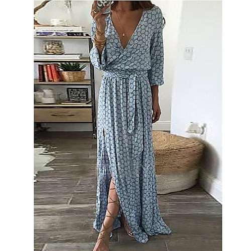 Women's Maxi Loose Dress - 3/4 Length Sleeve Print V Neck Loose Gray S M L XL XXL
Women's Maxi Loose Dress - 3/4 Length Sleeve Print V Neck Loose Gray S M L XL XXL