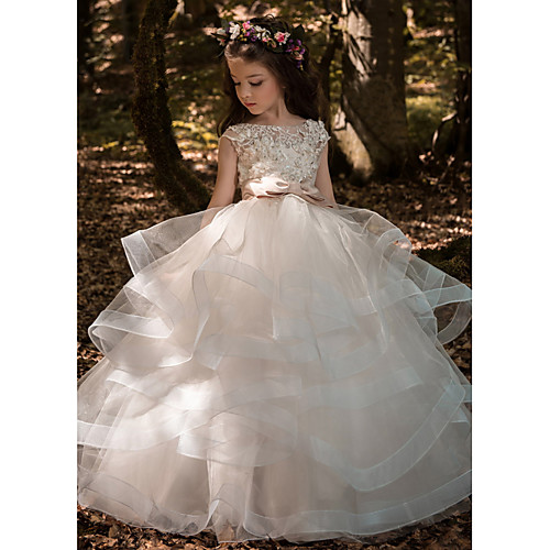 Ball Gown Floor Length Party / Wedding Flower Girl Dresses - Tulle Sleeveless Jewel Neck with Bow(s) / Solid
Ball Gown Floor Length Party / Wedding Flower Girl Dresses - Tulle Sleeveless Jewel Neck with Bow(s) / Solid