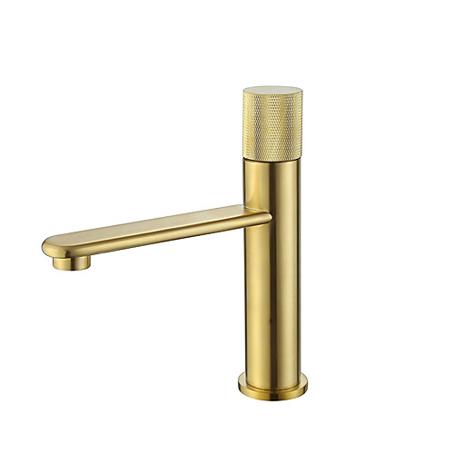 

Bathroom Sink Faucet - Black / Brushed Gold Finish Bath Mixer Taps Single Handle Hot and Cold Water Basin Faucet