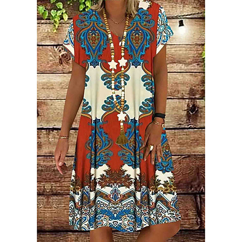 Women's Shirt Dress - Short Sleeves Print V Neck Red Orange Green S M L XL XXL XXXL XXXXL XXXXXL
Women's Shirt Dress - Short Sleeves Print V Neck Red Orange Green S M L XL XXL XXXL XXXXL XXXXXL