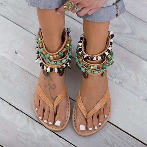 Women's Sandals Flat Sandal Summer Stiletto Heel Open Toe Boho Daily Beach PU Beige
Women's Sandals Flat Sandal Summer Stiletto Heel Open Toe Boho Daily Beach PU Beige