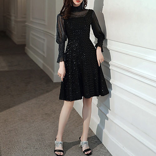A-Line Sparkle Homecoming Cocktail Party Dress High Neck Long Sleeve Knee Length Tulle Sequined with Sequin 2021
A-Line Sparkle Homecoming Cocktail Party Dress High Neck Long Sleeve Knee Length Tulle Sequined with Sequin 2021