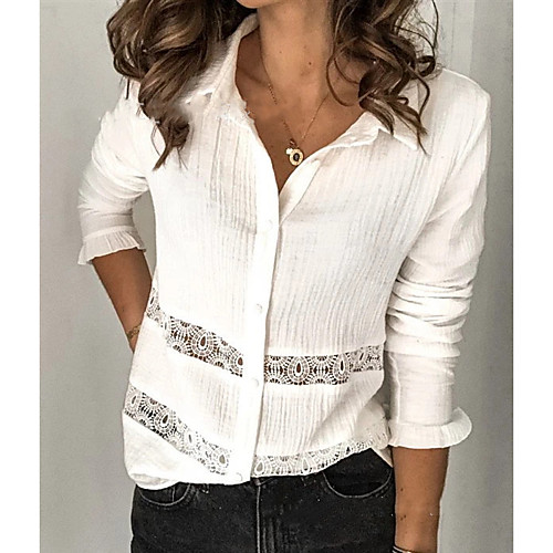 Women's Plus Size Blouse Shirt Solid Colored Long Sleeve Lace Patchwork V Neck Tops Cotton Basic Top White Black Green
Women's Plus Size Blouse Shirt Solid Colored Long Sleeve Lace Patchwork V Neck Tops Cotton Basic Top White Black Green