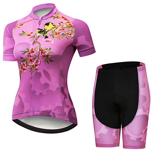 21Grams Women's Short Sleeve Cycling Jersey with Shorts Spandex Polyester Pink / Black Floral Botanical Bird Gear Bike Clothing Suit Breathable 3D Pad Quick Dry Ultraviolet Resistant Sweat-wicking
21Grams Women's Short Sleeve Cycling Jersey with Shorts Spandex Polyester Pink / Black Floral Botanical Bird Gear Bike Clothing Suit Breathable 3D Pad Quick Dry Ultraviolet Resistant Sweat-wicking