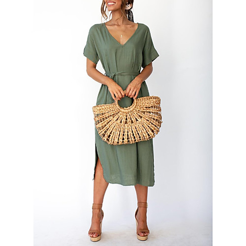 Women's A Line Dress - Short Sleeves Solid Color Summer V Neck Street chic 2020 Black Blushing Pink Green S M L XL
Women's A Line Dress - Short Sleeves Solid Color Summer V Neck Street chic 2020 Black Blushing Pink Green S M L XL
