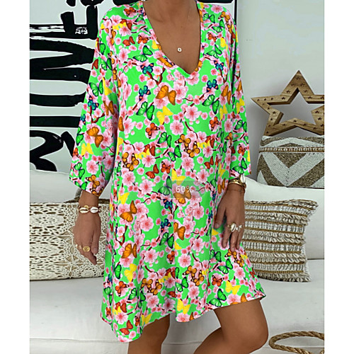 Women's A Line Dress - Long Sleeve Geometric V Neck Loose Fuchsia Green Navy Blue Light Blue S M L XL XXL XXXL XXXXL
Women's A Line Dress - Long Sleeve Geometric V Neck Loose Fuchsia Green Navy Blue Light Blue S M L XL XXL XXXL XXXXL