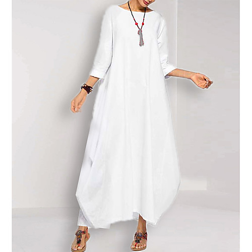 Women's A Line Dress Maxi long Dress White Black Blue Red 3/4 Length Sleeve Solid Color Round Neck V Neck Cotton M L XL XXL
Women's A Line Dress Maxi long Dress White Black Blue Red 3/4 Length Sleeve Solid Color Round Neck V Neck Cotton M L XL XXL