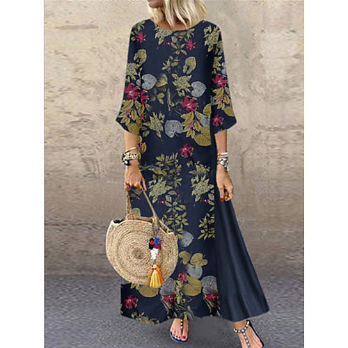 Women's Shift Dress Maxi long Dress - 3/4 Length Sleeve Color Block Loose White Navy Blue Beige S M L XL XXL XXXL XXXXL XXXXXL
Women's Shift Dress Maxi long Dress - 3/4 Length Sleeve Color Block Loose White Navy Blue Beige S M L XL XXL XXXL XXXXL XXXXXL