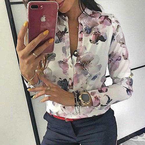 Women's Blouse Shirt Floral Flower Long Sleeve Shirt Collar Tops Basic Top White
Women's Blouse Shirt Floral Flower Long Sleeve Shirt Collar Tops Basic Top White