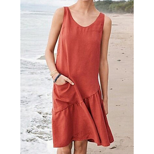 Women's Shift Dress Knee Length Dress - Sleeveless Solid Color Red Khaki Light Blue S M L XL XXL XXXL
Women's Shift Dress Knee Length Dress - Sleeveless Solid Color Red Khaki Light Blue S M L XL XXL XXXL