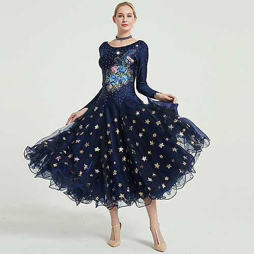 Ballroom Dance Dress Embroidery Split Joint Crystals / Rhinestones Women's Training Performance Long Sleeve Spandex Tulle
Ballroom Dance Dress Embroidery Split Joint Crystals / Rhinestones Women's Training Performance Long Sleeve Spandex Tulle