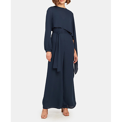 Pantsuit / Jumpsuit Mother of the Bride Dress Elegant Jewel Neck Floor Length Chiffon Long Sleeve with Sash / Ribbon 2021
Pantsuit / Jumpsuit Mother of the Bride Dress Elegant Jewel Neck Floor Length Chiffon Long Sleeve with Sash / Ribbon 2021