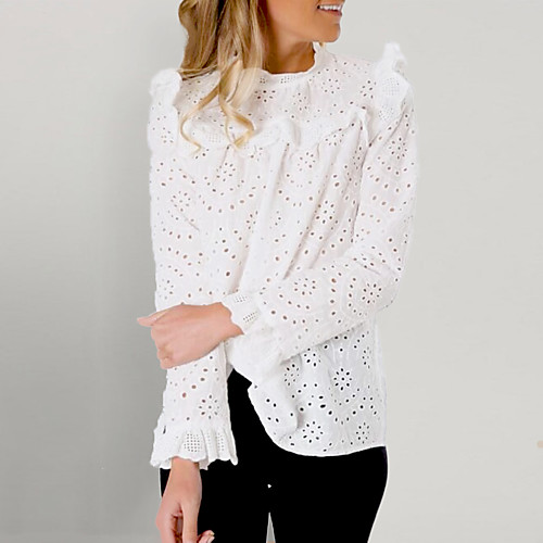 Women's Solid Colored Lace Ruffle Embroidery Loose Shirt - Lace Daily White / Hollow Out
Women's Solid Colored Lace Ruffle Embroidery Loose Shirt - Lace Daily White / Hollow Out