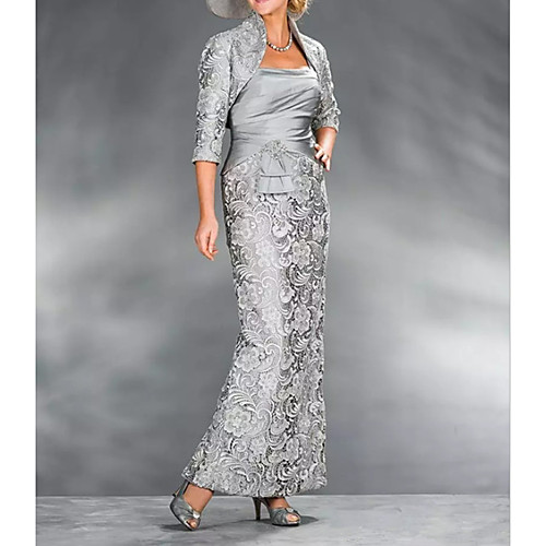 Sheath / Column Mother of the Bride Dress Elegant Queen Anne Ankle Length Lace Satin 3/4 Length Sleeve with Beading Appliques 2021
Sheath / Column Mother of the Bride Dress Elegant Queen Anne Ankle Length Lace Satin 3/4 Length Sleeve with Beading Appliques 2021