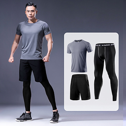Men's Activewear Set Workout Outfits Athletic Athleisure 3pcs Short Sleeve Quick Dry Breathable Soft Fitness Gym Workout Running Active Training Jogging Sportswear Solid Colored White Black Blue Grey
Men's Activewear Set Workout Outfits Athletic Athleisure 3pcs Short Sleeve Quick Dry Breathable Soft Fitness Gym Workout Running Active Training Jogging Sportswear Solid Colored White Black Blue Grey