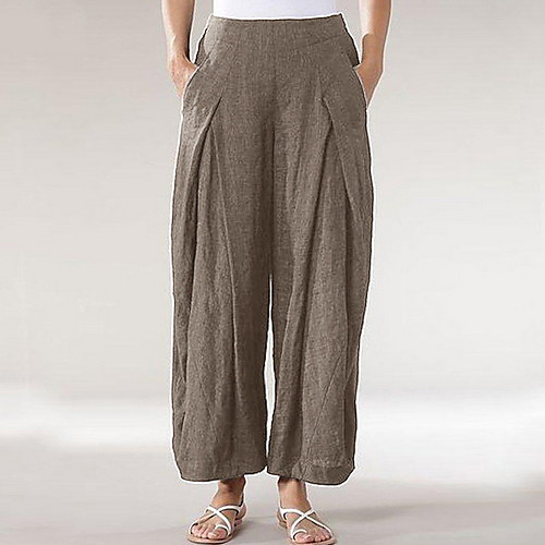 Women's Basic Loose Linen Wide Leg Pants - Solid Colored Black Blue Khaki S / M / L
Women's Basic Loose Linen Wide Leg Pants - Solid Colored Black Blue Khaki S / M / L