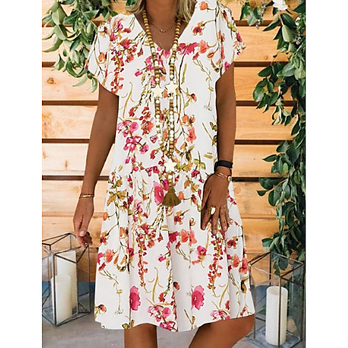 Women's A Line Dress - Short Sleeves Floral Summer V Neck Casual 2020 White Beige S M L XL XXL XXXL
Women's A Line Dress - Short Sleeves Floral Summer V Neck Casual 2020 White Beige S M L XL XXL XXXL