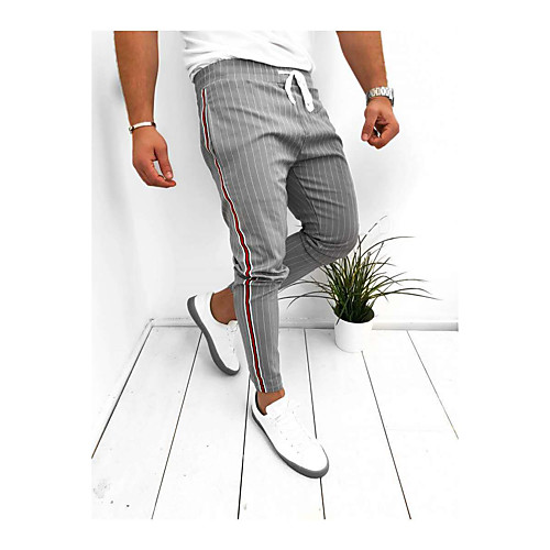 Men's Basic Cotton Skinny Chinos Pants Striped Full Length Stripe Drawstring Gray
Men's Basic Cotton Skinny Chinos Pants Striped Full Length Stripe Drawstring Gray