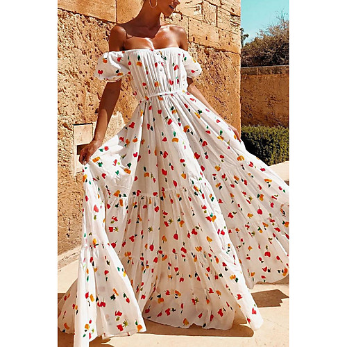 Women's Sundress Maxi long Dress White Short Sleeve Floral Summer Off Shoulder Boho 2021 S M L XL
Women's Sundress Maxi long Dress White Short Sleeve Floral Summer Off Shoulder Boho 2021 S M L XL