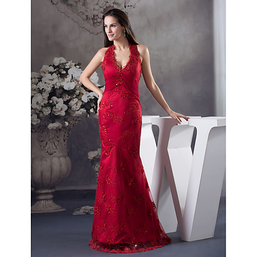 Mermaid / Trumpet Beautiful Back Sexy Engagement Formal Evening Dress Halter Neck Sleeveless Floor Length Lace Tulle with Beading 2021
Mermaid / Trumpet Beautiful Back Sexy Engagement Formal Evening Dress Halter Neck Sleeveless Floor Length Lace Tulle with Beading 2021