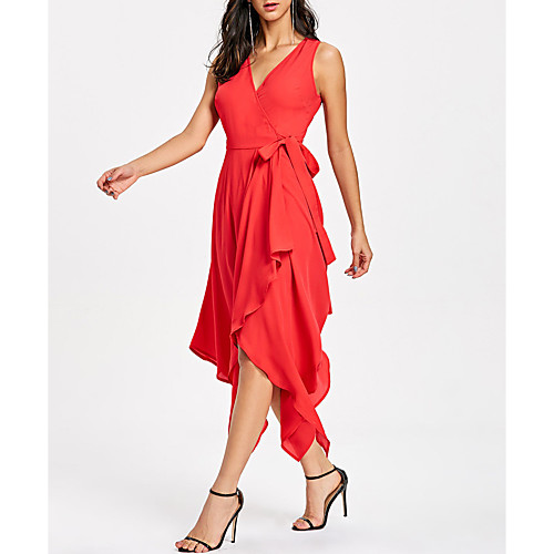 Women's Asymmetrical Trumpet / Mermaid Dress - Sleeveless Solid Color Lace up Spring & Summer Deep V Basic Daily Slim Red S M L XL
Women's Asymmetrical Trumpet / Mermaid Dress - Sleeveless Solid Color Lace up Spring & Summer Deep V Basic Daily Slim Red S M L XL