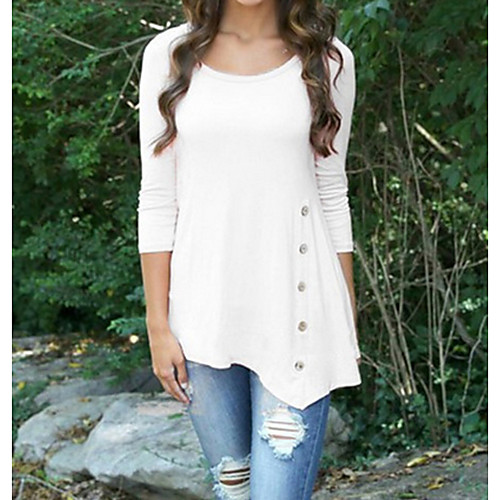 Women's T shirt Solid Colored Long Sleeve Round Neck Tops Cotton Basic Basic Top White Black Blushing Pink
Women's T shirt Solid Colored Long Sleeve Round Neck Tops Cotton Basic Basic Top White Black Blushing Pink