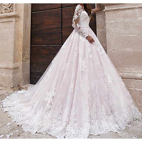 A-Line Wedding Dresses Jewel Neck Sweep / Brush Train Lace Tulle Polyester Long Sleeve Country Plus Size with Lace Embroidery 2021
A-Line Wedding Dresses Jewel Neck Sweep / Brush Train Lace Tulle Polyester Long Sleeve Country Plus Size with Lace Embroidery 2021