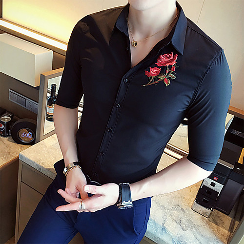 Men's Shirt Solid Colored Floral 3/4 Length Sleeve Daily Tops Basic Elegant White Black
Men's Shirt Solid Colored Floral 3/4 Length Sleeve Daily Tops Basic Elegant White Black